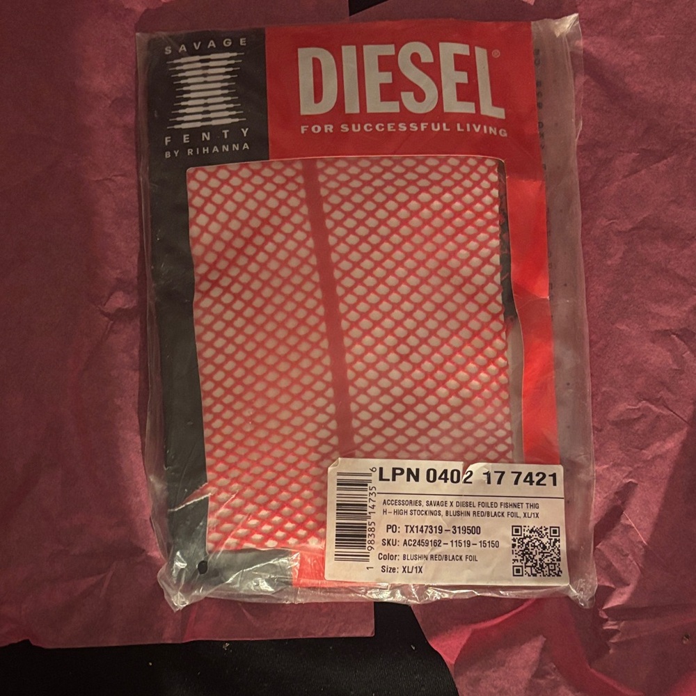 Diesel Vibrant Red Fishnet Tights